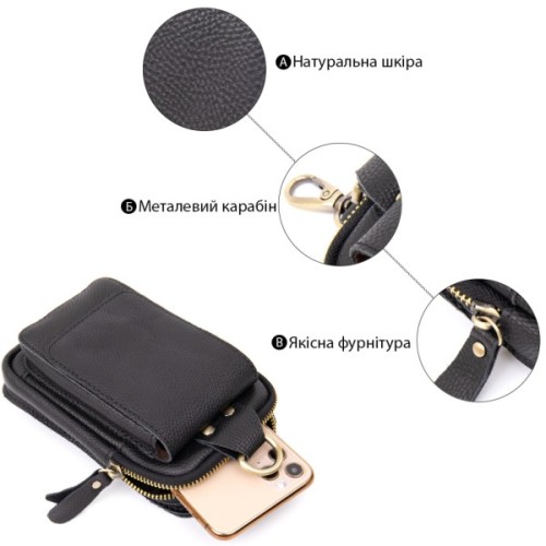 Сумка Vintage Унісекс на пояс на одне відділення Чорна (20418)