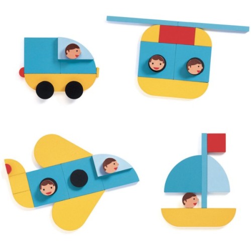 Настільна гра Djeco Набір дерев'яних геометричних фігур Ze Geo Vroom (DJ06436)