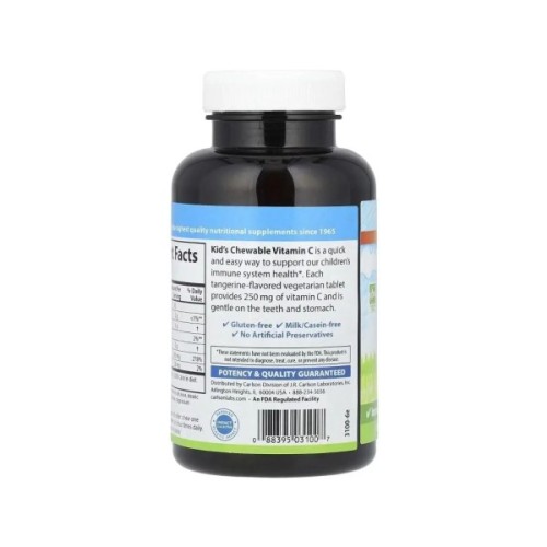Вітамінно-мінеральний комплекс Carlson Вітамін С для дітей, 250 мг, смак мандарину, Kid's Chewable Vitamin C (CAR-03100)