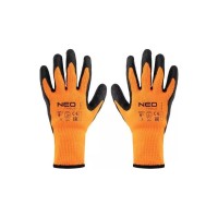 Захисні рукавиці Neo Tools латексне покриття, поліестер, р.9, помаранчево чорні (97-612-9)
