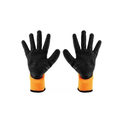 Захисні рукавиці Neo Tools латексне покриття, поліестер, р.9, помаранчево чорні (97-612-9)