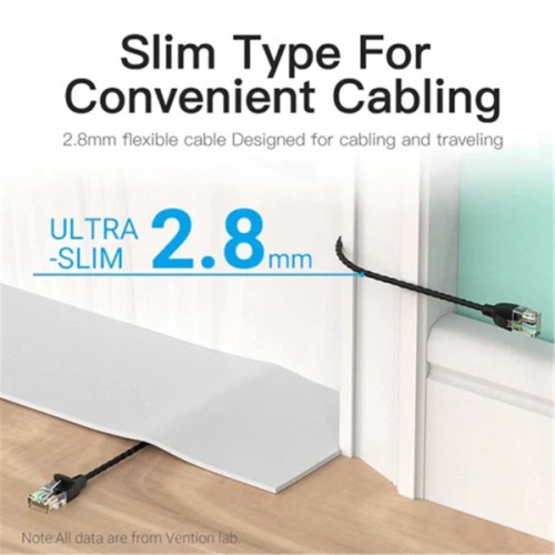 Патч-корд 1м, UTP cat 6A RJ-45 slim black Vention (IBIBF)