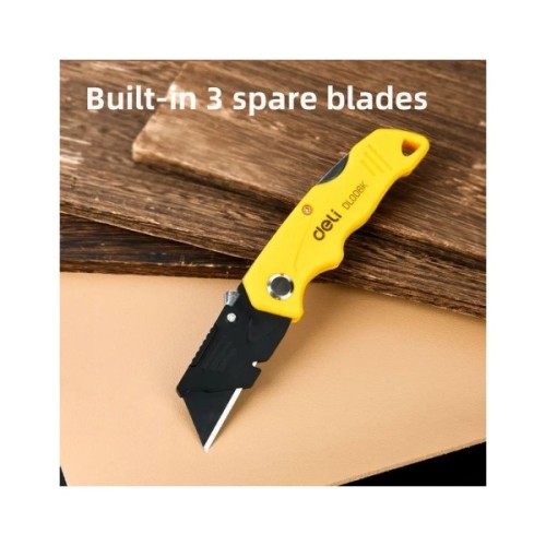 Ніж канцелярський Deli 19 T, трапецієподібне лезо 19мм, чорний (EDL006K)