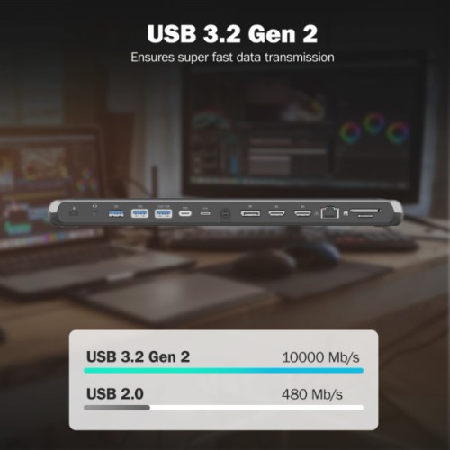 Порт-реплікатор Digitus USB-C > 2xHDMI/1xDP/3xUSB-A/USB-C/RJ54/PD/Audio (DA-70919)