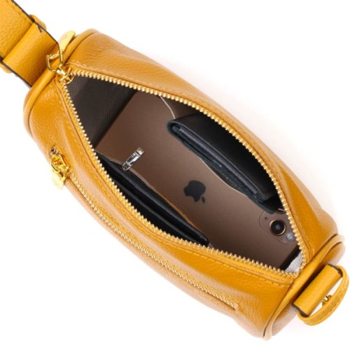 Сумка Vintage На плече крос-боді з натуральної шкіри Жовта (22100)