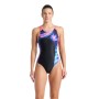 Купальник Arena Dreamhline Swimsuit V Back 008328-500 чорний, фіолетовий, бірюзовій 42 (3468337427971)