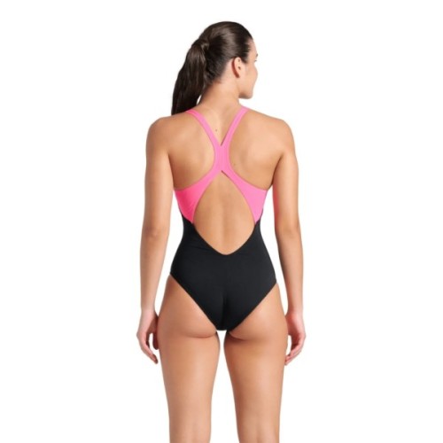 Купальник Arena Dreamhline Swimsuit V Back 008328-500 чорний, фіолетовий, бірюзовій 42 (3468337427971)