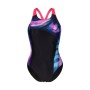 Купальник Arena Dreamhline Swimsuit V Back 008328-500 чорний, фіолетовий, бірюзовій 42 (3468337427971)