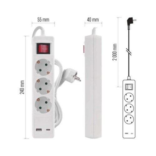 Мережевий подовжувач EMOS P1322CU