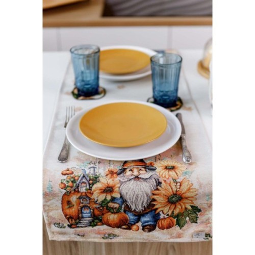 Доріжка на стіл Прованс гобеленова Гарбузові гноми 35х100 (036200)