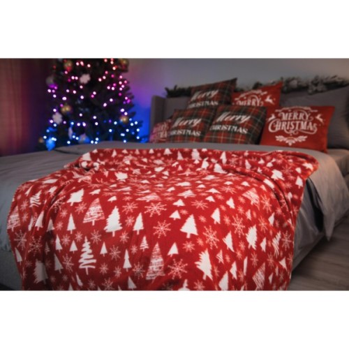 Плед Ardesto Christmas Fleece 130x160см, 100% поліестер, засніжені ялинки (ART0715PB)