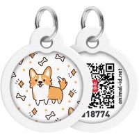 Адресник для тварин WAUDOG Smart ID з QR паспортом "Корги", круг 30 мм (230-0212)