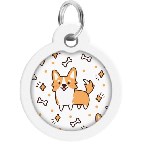 Адресник для тварин WAUDOG Smart ID з QR паспортом "Корги", круг 30 мм (230-0212)
