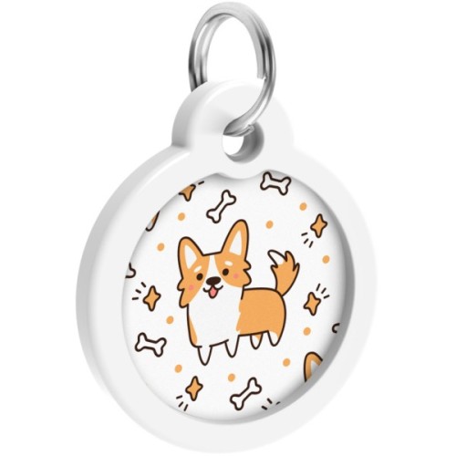 Адресник для тварин WAUDOG Smart ID з QR паспортом "Корги", круг 30 мм (230-0212)