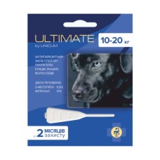 Краплі для тварин Unicum ULTIMATE від бліх, кліщів, вошей та волосоїдів для собак 10-20 кг (s-метопрен, фіпр) (4820150203061)