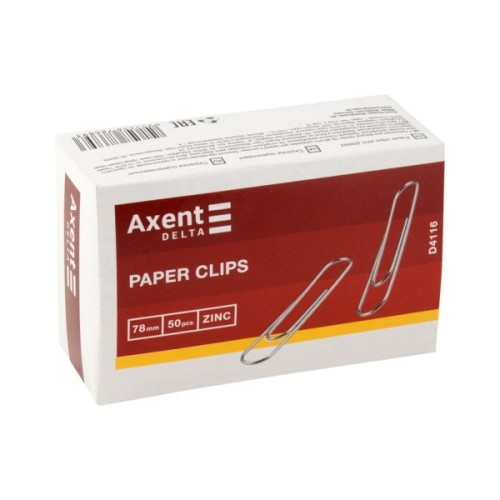 Скріпки канцелярські Axent оцинковані 78 мм 50 шт (полібег) (D4116/P)