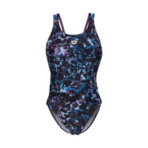 Купальник Arena Rockin Swimsuit Swim Tech Mult 008159-889 чорний, синій, фіолетовий 40 (3468337406525)