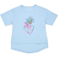 Футболка дитяча Breeze з квітами (21486-164G-blue)