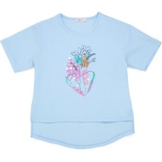 Футболка дитяча Breeze з квітами (21486-164G-blue)