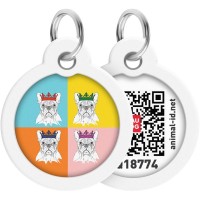 Адресник для тварин WAUDOG Smart ID з QR паспортом "Французький бульдог", круг 30 мм (230-0209)