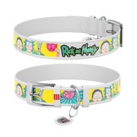 Нашийник для тварин WAUDOG Design з QR паспортом "Рік та Морті 1" Ш 35 мм Д 46-59 см білий (3606-0280-15)