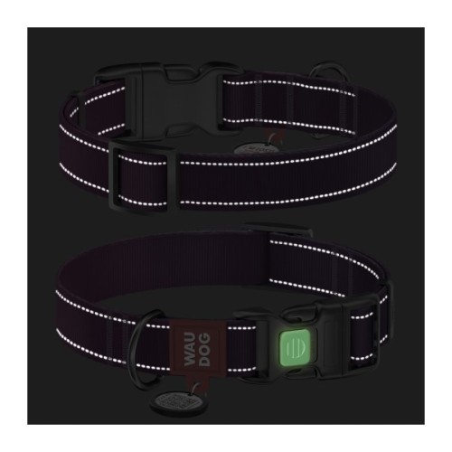 Нашийник для тварин WAUDOG Nylon Mono з QR паспортом, пластиковий фастекс XL фіолетовий (52169)