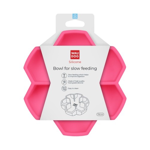 Універсальний посуд для тварин WAUDOG Silicone миска для повільного харчування 750 мл рожева (23547)