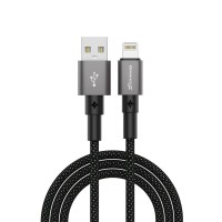 Дата кабель USB 2.0 AM to Lightning 1.0m 2.4A black Grand-X (PL-08B)