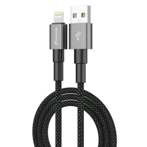 Дата кабель USB 2.0 AM to Lightning 1.0m 2.4A black Grand-X (PL-08B)