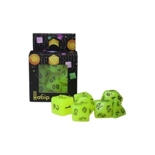 Набір кубиків для настільних ігор Games 7 Days Glow in the dark 7 Dice Set - Yellow (g7dglow01)