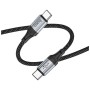 Дата кабель USB-C to USB-C 1.0m 3A nylon X102 black HOCO (6942007608787)