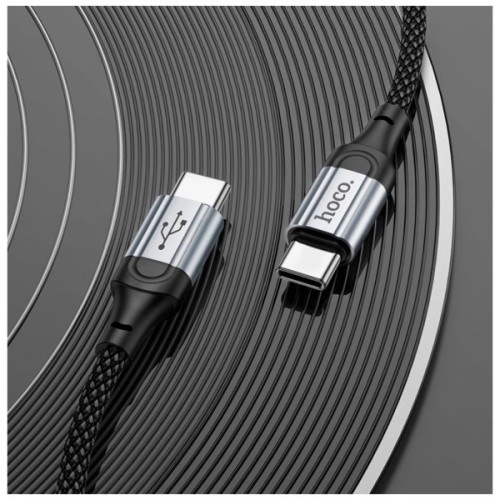 Дата кабель USB-C to USB-C 1.0m 3A nylon X102 black HOCO (6942007608787)