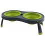 Посуд для собак Dexas Миска подвійна на складній підставці-велика 600 мл зелена (0084297306908)