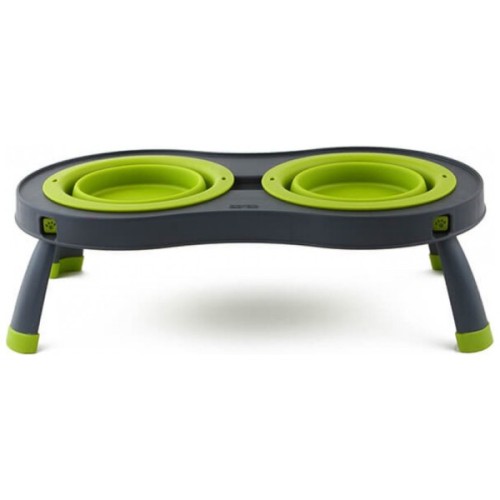 Посуд для собак Dexas Миска подвійна на складній підставці-велика 600 мл зелена (0084297306908)