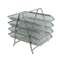 Лоток для паперів Axent горизонтальний 4-в-1, металевий, срібний (2129-03-A)