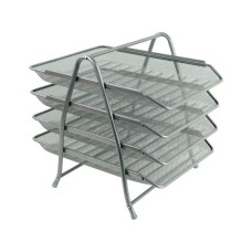 Лоток для паперів Axent горизонтальний 4-в-1, металевий, срібний (2129-03-A)