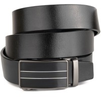 Ремінь Vintage Чоловічий зі смужками на пряжці Чорний (20334)