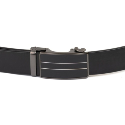 Ремінь Vintage Чоловічий зі смужками на пряжці Чорний (20334)