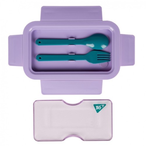 Ланч-бокс дитячий Yes Fusion 850 мл з приладдям фіолетово-зелений (708170)