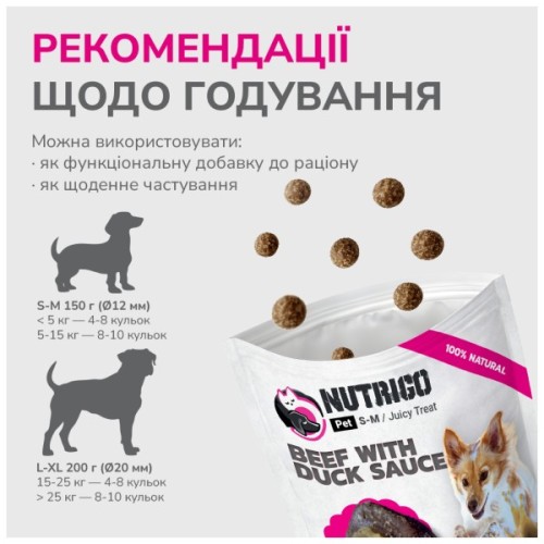 Ласощі для собак LK Baits Pet Nutrigo Treat Veal з яловичиною та качиним соусом (Ø 12 мм) 150 г (7777013)