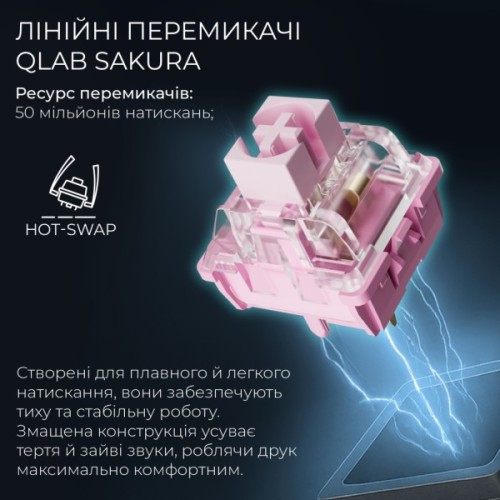 Клавіатура GamePro Asgard Valhalla QLAB Sakura Switch RGB Bluetooth/Wireless/USB-C UA Black (MK160-B-QS-PRO)