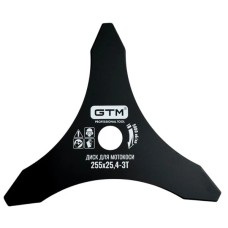 Ніж для тримера GTM трьохпелюстковий, 255мм, для скошування трави та бур'янів (SBG-25503)