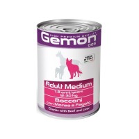 Консерви для собак Gemon Dog Wet Medium Adult шматочки з яловичиною та печінкою 415 г (8009470387859)