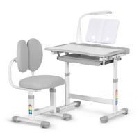 Парта зі стільцем Evo-kids (стол+стул+полка+лампа) Gray (BD-20 G)