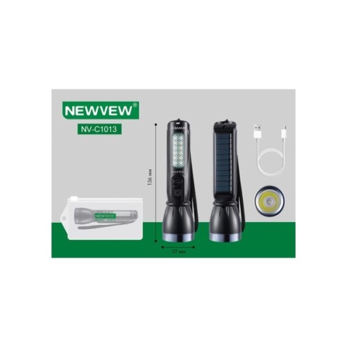 Ліхтар NEWVEW NV-C1013 Solar Panel 500mAh Black (NWVW-NV-C1013-BK)