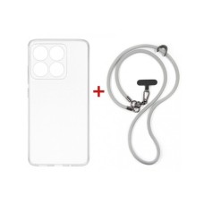 Чохол до мобільного телефона Dengos Case + Cross-body Strap Motorola G17/G17 Power Clear+Grey (DG-KM-CCRB-31)