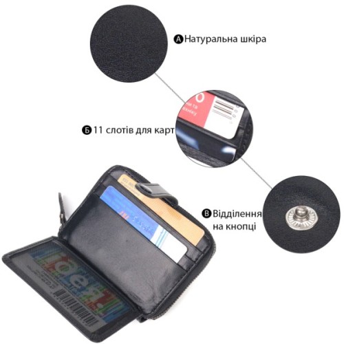 Портмоне Canpellini З натуральної шкіри Чорне (21492)