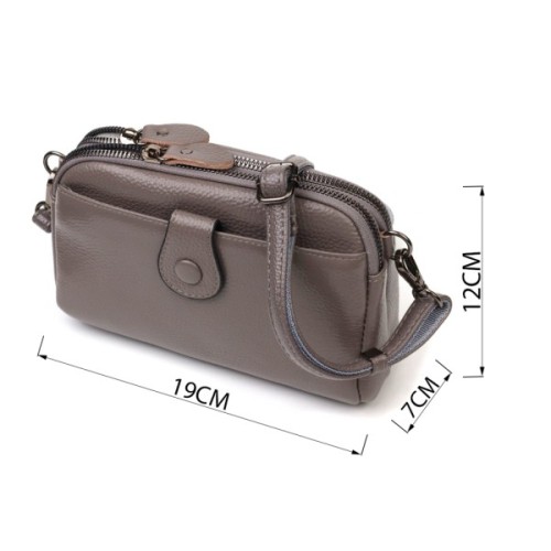 Сумка Vintage З натуральної шкіри Сіра (22099)