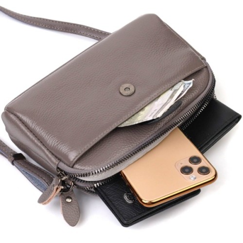 Сумка Vintage З натуральної шкіри Сіра (22099)