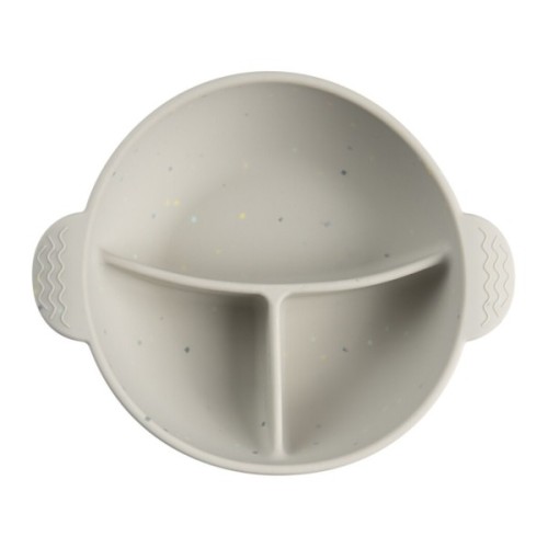 Тарілка дитяча Canpol babies DOTS силіконова на присосці з секціями, сіра (51/403_grey)